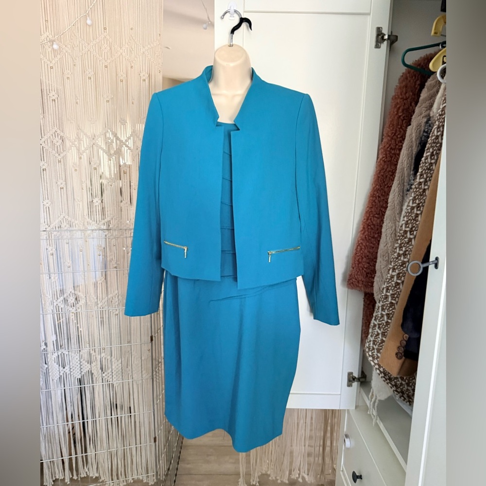 Calvin Klein Vibrant Blue Dress and Jacket Set